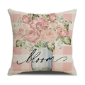 Linen decorative pillow cover with pink rose bouquet print in blue vase on pink plaid - 18x18inch (Pillow Cover Only) / Pink and White Plaid Bottled Flower Style (YMS42-4)
