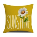 Square linen pillowcase in mango yellow with white daisy and SUNSHINE print - Mango Yellow SUNSHINE Pattern (YMS45-10)