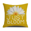Modern ginger yellow linen pillow case with daisy floral print and Just Bloom text - Ginger Yellow JUST BLOOM Pattern (YMS45-11)