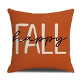 Orangefarbener Herbst-Leinen-Kissenbezug mit weißem FALL und schwarzem Schriftzug - Happy Fall Schriftzug