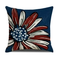 Unabhängigkeitstag Kissenbezug mit rot-weiß gestreiften Blumen und Flaggen-Design - Stern Streifen Floral Stil (YMD16-1)