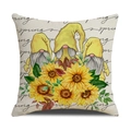 Housse de coussin en lin avec motif gnome tournesol et texte spring décoratif - 45*45cm (Housse de coussin uniquement) / Style Gnome à Chapeau Jaune (YMS42-11)