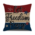 Kissenbezug zum Unabhängigkeitstag mit Let Freedom Ring Text und Sternenmuster - Lass die Freiheit Klingen Stil (YMD16-3)