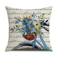 Housse de coussin en lin avec motif de vélo vintage et fleurs de tournesol - 45*45cm (Housse de coussin uniquement) / Style panier de fleurs bleues et jaunes sur vélo bleu (YMS42-14)