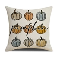 Housse de coussin en lin avec motifs de citrouilles en grille pour décoration d'automne - Style Citrouille en Grille de Neuf (YMG9-3)