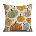 Taie d'oreiller en lin pour Thanksgiving avec imprimés citrouilles pour déco canapé - Style Imprimé Citrouille sur Tout (YMG9-4)
