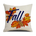 Funda de cojín de lino con hojas de arce y texto Fall para decoración de otoño - Ymf9-3 / 45*45 Cm (funda De Almohada Individual)