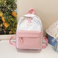 Mochila escolar en contraste rosa y blanco con motivos de estrellas y dije de nube - Rosa