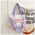 Détail du sac ita en toile avec fenêtre PVC transparente et design mignon d'oreilles de chat - Blanc Cassé