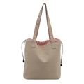 Borsa tote retrò in beige con fodera rosa e tracolle regolabili stile casual chic - Cachi
