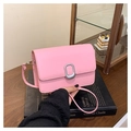 Borsa a tracolla rosa in ecopelle con fibbia metallica argento per donna - Rosa