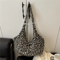 Grand sac cabas en toile à imprimé léopard avec large bandoulière pour femmes - Imprimé léopard