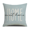 Housse de coussin carrée bleu-gris clair avec textes HOME blanc et sweet home noir - Style Lettrage HOME Bleu Clair (YMC17-2)