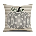 Linen pillow cover with grey polka dot pumpkin and beige horizontal striped pattern - Ymg5-1 / 45*45cm (Single Pillowcase)