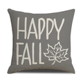 Gray linen pillow case with white Happy Fall lettering and maple leaf print - Ymg5-3 / 45*45cm (Single Pillowcase)