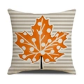 Linen pumpkin throw pillow cover with orange maple leaf and striped pattern for autumn decor - Orange Polka Dot Maple Leaf Stripe Style (YMG5-12)