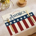 Platzset aus Leinen mit US-Flagge, God Bless America Aufdruck und patriotischen Streifen - Vintage GOD BLESS AMERICA (CD16-4)