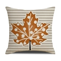 Linen pumpkin maple leaf pillowcase with orange polka dots and stripes for autumn - Off-White Orange Polka Dot Maple Leaf Stripe Style (YMG5-16)