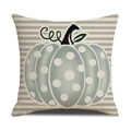 Linen pillow cover with green polka dot pumpkin and gray stripes for autumn decor - Ymg5-18 / 45*45cm (Single Pillowcase)