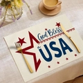 Platzset aus Leinen mit Sternenprint God Bless the USA für Tischdeko zum Nationalfeiertag - God Bless the USA und Sterne (CD16-8)