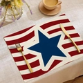 Platzdeckchen aus Leinen mit US-Flagge, roten und weißen Streifen und blauen Sternen - Voll USA Flagge Muster (CD16-9)