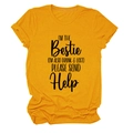 Gros plan sur le t-shirt en coton jaune moutarde à col rond avec lettrage noir - S / Jaune Moutarde/Police Noire