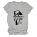 Detail of grey crewneck tee featuring I'm the Bestie I'm also Drunk and Lost print - Light Grey/Black Font