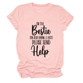 Detailed view of humor text print on soft pink crewneck cotton T-shirt for women - Pink / Black Font