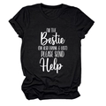 Flat lay of black cotton t-shirt with white I'M THE BESTIE typography on white backdrop - Black / White Font