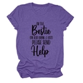 Close-up of heather purple t-shirt showing fabric texture and the I'M THE Bestie print - Purple/Black Font