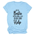Detail of light blue cotton T-shirt featuring black printed humorous slogan and round neck - Light Blue/Black Font