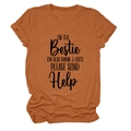 Detail of rust orange round neck T-shirt with black slogan print and heathered texture - Burnt Orange / Black Font