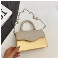 Elegante borsa da sera dorata con glitter e tracolla a catena d'argento - Oro
