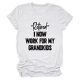 Detail of white cotton T-shirt featuring Retired I Now Work For My Grandkids black print - White (Black Font)