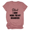 Detail of dusty rose T-shirt with -Retired- I NOW WORK FOR MY GRANDKIDS print - Rose Gold (Black Font)