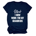 Detail of navy blue cotton T-shirt featuring Retired I Now Work white slogan print - Navy Blue (White Font)