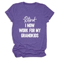 Close-up of purple heather fabric with Retired I Now Work For My Grandkids text print - Purple (White Font)