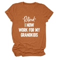 Detail of rust red crew neck t-shirt with white Retired I Now Work for My Grandkids print - Burnt Orange (White Font)