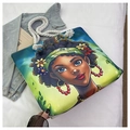 Canvas tote bag featuring colorful female illustration and thick cream rope handles - Color Flower Headwear African Women (Pattern 6)