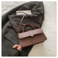 Deep brown matte PU leather shoulder bag for women with minimalist retro handle and strap - Coffee