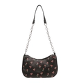 Franse zwarte hobo-tas met kersenprint en elegante metalen kettingriem - Zwart