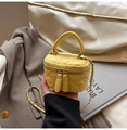 Mini bright yellow quilted crossbody bag with golden chain strap for women - Yellow