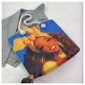 Grand sac cabas en toile avec illustration africaine colorée et anses en corde - Femme Africaine Turban Jaune Bleu Vif (Motif 1)