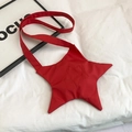 Bolso bandolera rojo vibrante en forma de estrella de nailon brillante con correa a juego - Rojo
