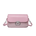 Piccola borsa a tracolla rosa con texture glitterata e chiusura a girello in argento - Rosa