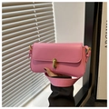 Nahaufnahme der rosa Ledertasche mit goldener Schließe und magnetischem Klappverschluss - Rosa