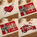 Lot de 4 sets de table en lin résistant à la chaleur avec motifs cœur pour la Saint-Valentin - Ensemble Camion Coeur Chaud 4Pcs (VPM011)