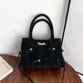 Elegant black pleated handbag with bow details and pearls, suitable for commuting - Black