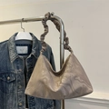 Borsa nuvola texture marmo caffè chiaro con tracolla arricciata per tutti i giorni - Grigio