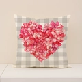 Pillow cover featuring pink bow heart pattern on grey check for Valentine decoration - Plaid Bow Heart Style (VP031-1) / 45x45cm (Pillowcase Only)
